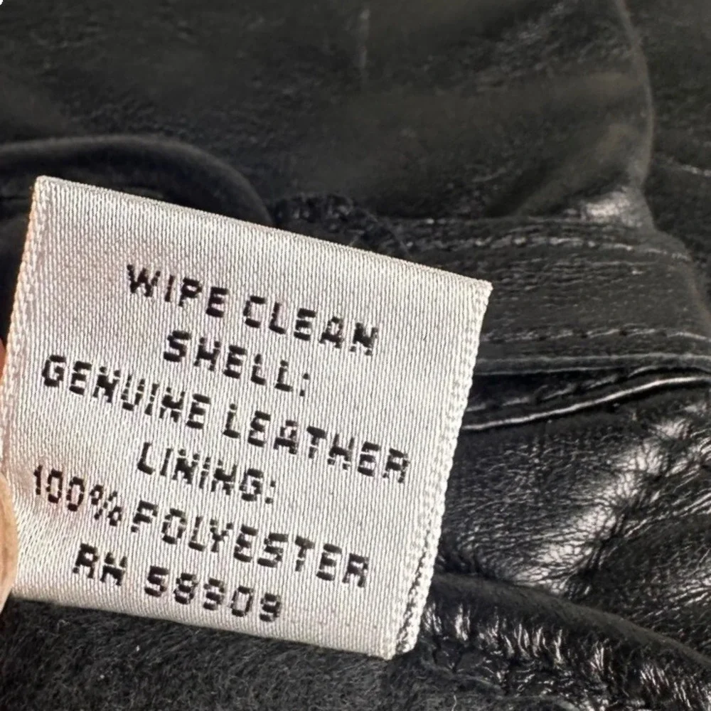 Vintage Preston‎ & York Black Leather Gloves Quilted Fleece Lined M